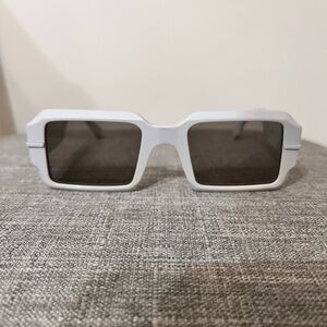 Fendi White Rectangular Sunglasses